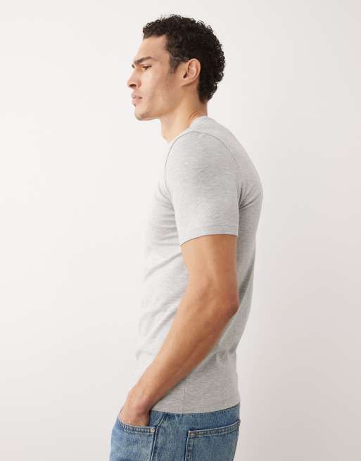 New Look - Muscle fit T-shirt in gemêleerd grijs, 4 van 5
