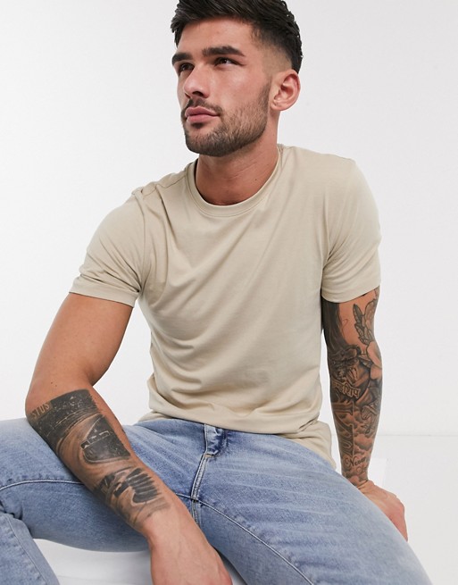 New Look muscle fit t-shirt in stone
