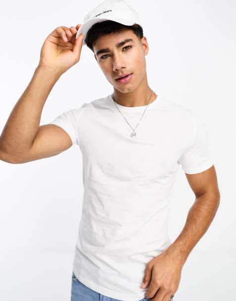 New Look - Muscle-fit T-shirt in wit - view 1