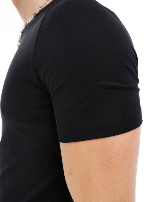 New Look - Muscle-fit T-shirt in zwart, 3 van 4