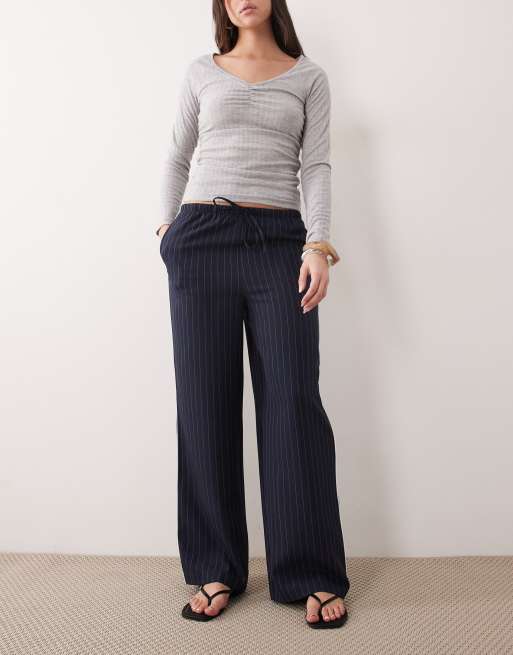 New Look – Nadelstreifen-Hose in Blau mit weitem Schnitt, 3 von 5