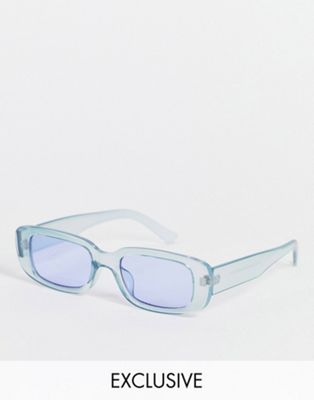 New Look narrow square sunglasses in blue
