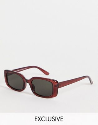 New Look narrow square sunglasses in brown