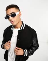 ASOS DESIGN oversized chunky rectangle sunglasses with smoke lens in white