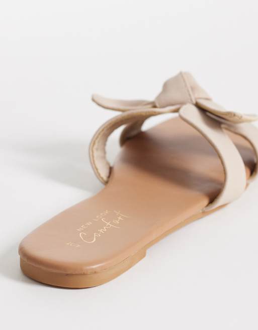 New Look – Naturvita sandaler med rosett, 4 av 4