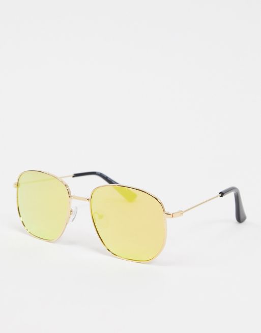 New Look navigator sunglasses in yellow