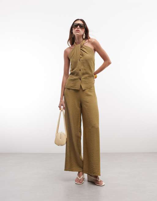 New Look – Neckholder-Oberteil in Khaki mit Knopfleiste, Kombiteil, 2 von 8