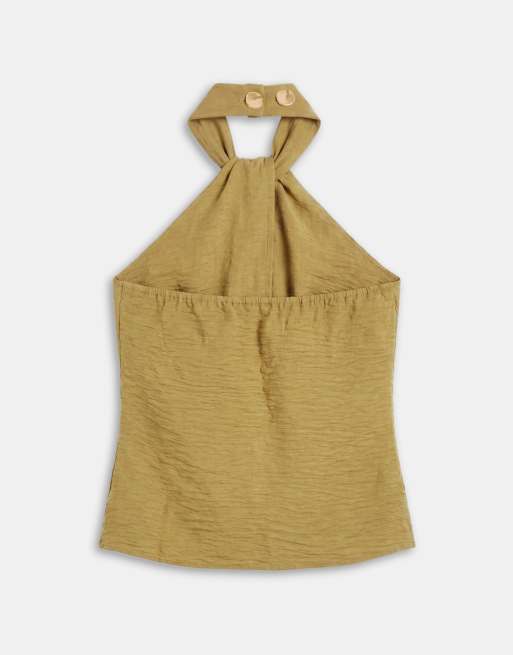 New Look – Neckholder-Oberteil in Khaki mit Knopfleiste, Kombiteil, 7 von 8