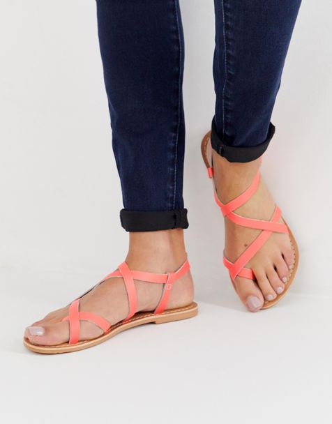 New Look neon multistrap sandal in coral