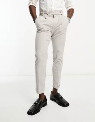 New Look - Nette broek met linnenlook in stone