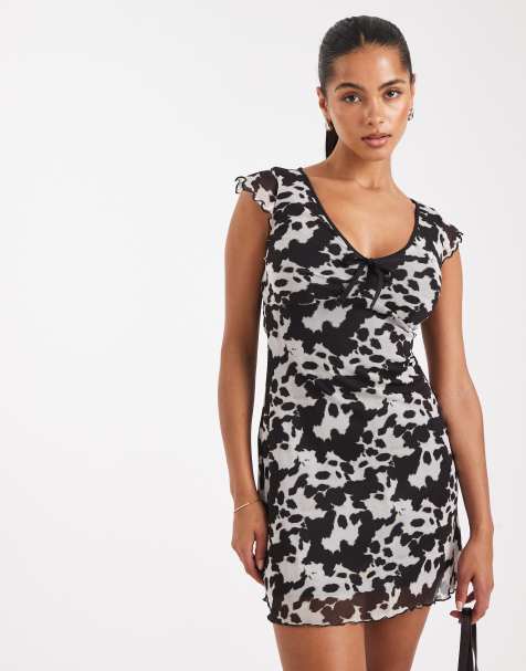 New Look - Nette mini jurk van mesh in koeienprint - view 1