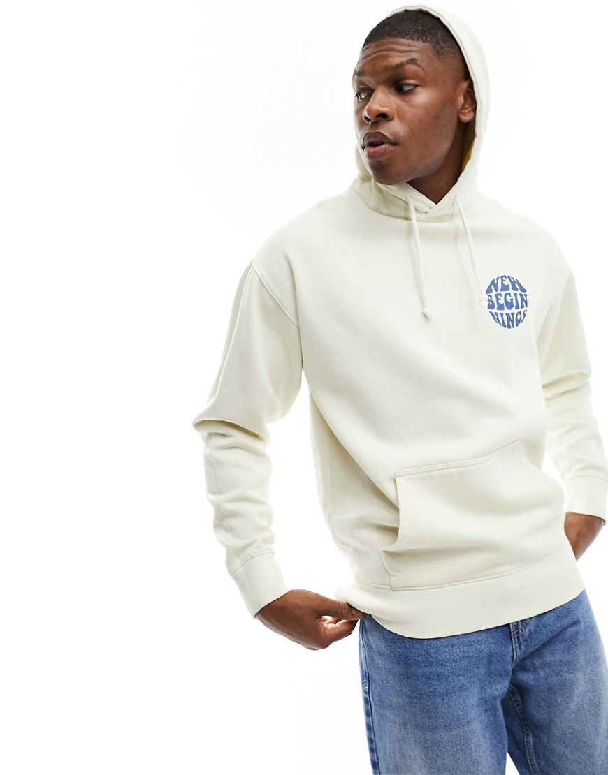 New Look new beginnings washed hoody in stone-Neutral