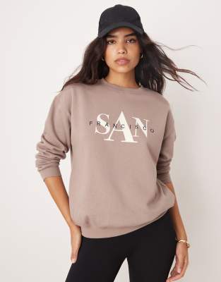 New Look New Look New York slogan jumper in light brown