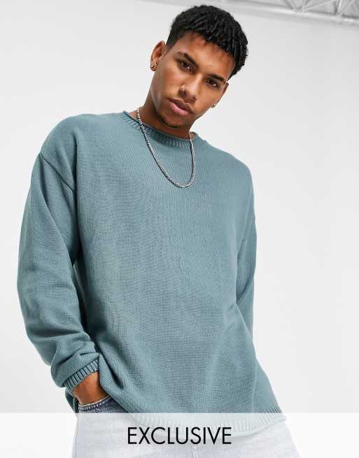 New Look – Niebieski dzianinowy sweter o luźnym kroju