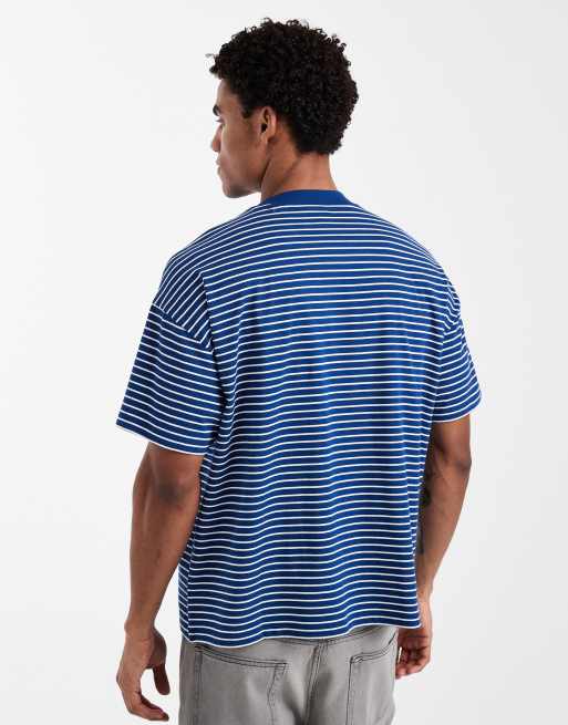 New Look – Niebieski T-shirt o pudełkowym kroju w paski, 3 z 5