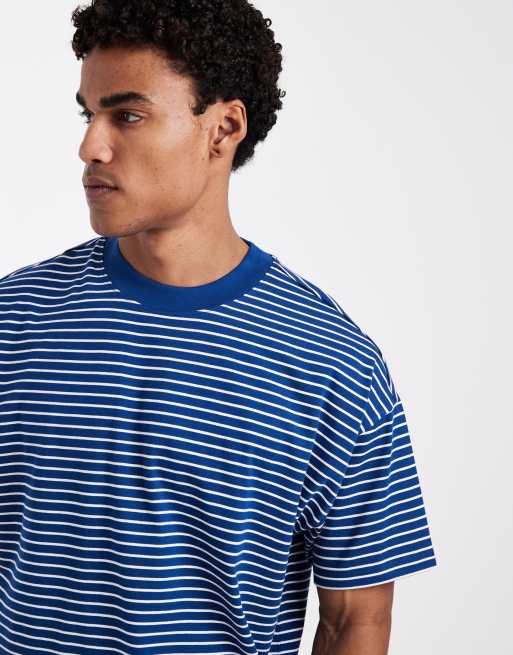 New Look – Niebieski T-shirt o pudełkowym kroju w paski, 5 z 5
