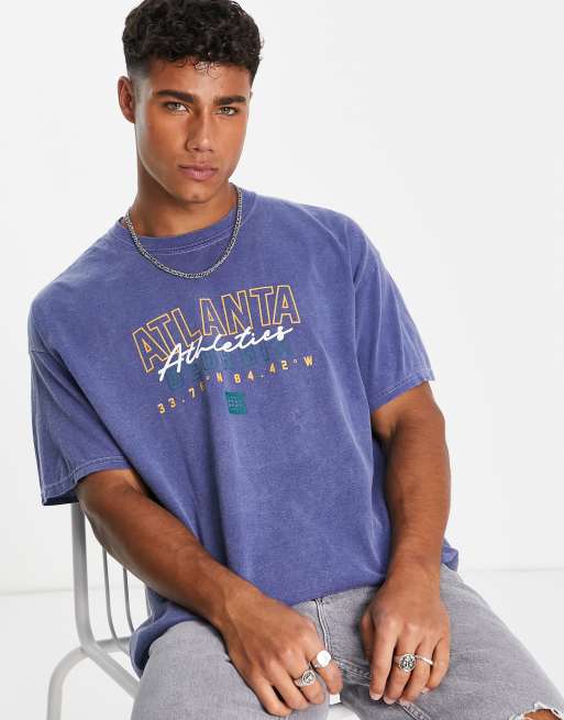 New Look – Niebieski T-shirt z napisem „Atlanta”
