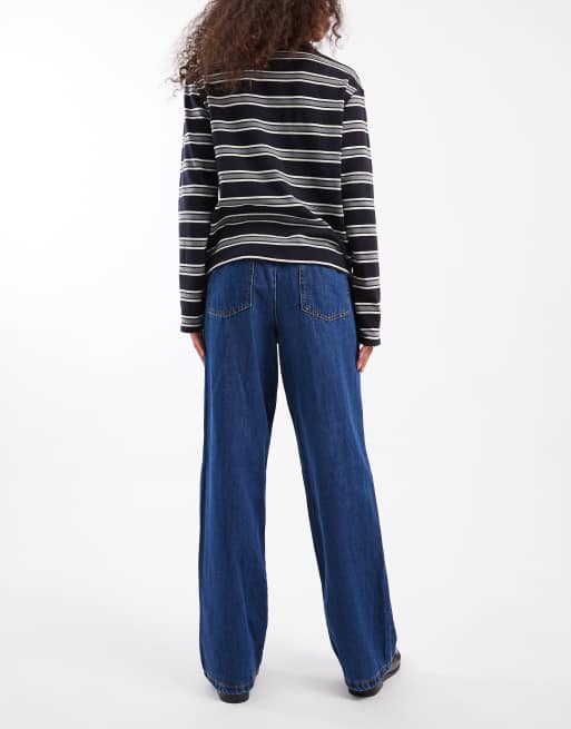 New Look – Niebieskie wsuwane jeansy z szerokimi nogawkami, 3 z 5
