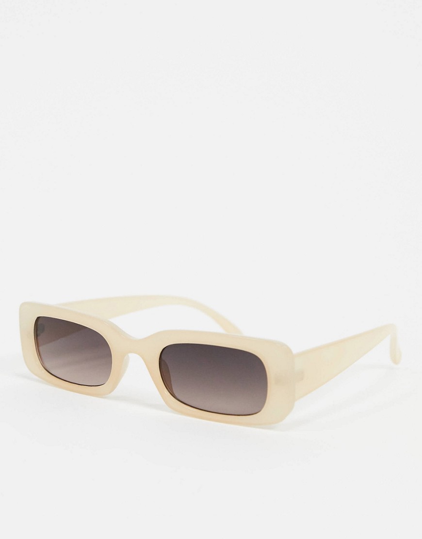 New Look – Nudefärgade rektangulära solglasögon-Rosa