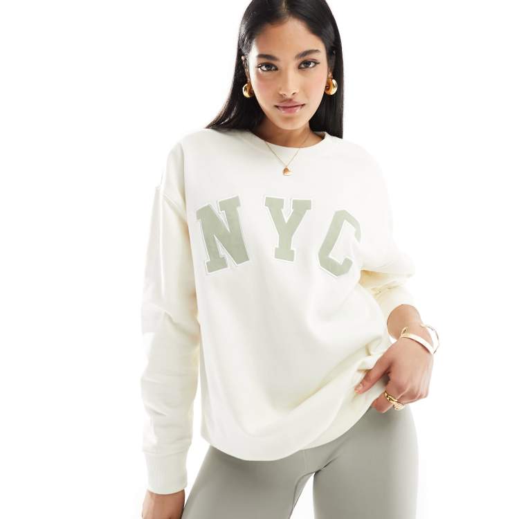 New Look NYC logo sweater in off white | ASOS 