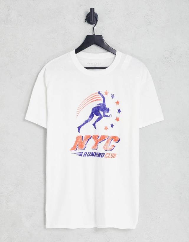 New Look - nyc run club t-shirt in white