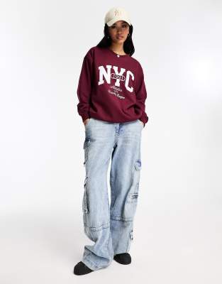 New Look - NYC - Sweatshirt in Burgunderrot