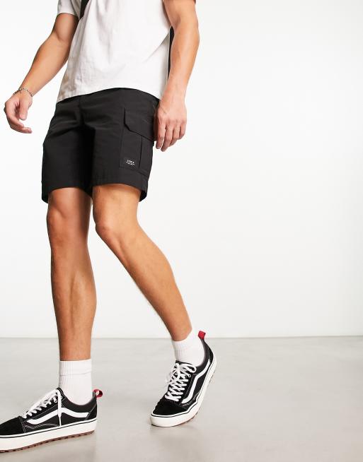 Black nylon cheap cargo shorts