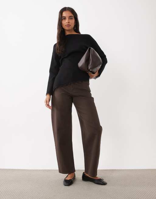 New Look off shoulder lace trim jumper in black, 2 of 4