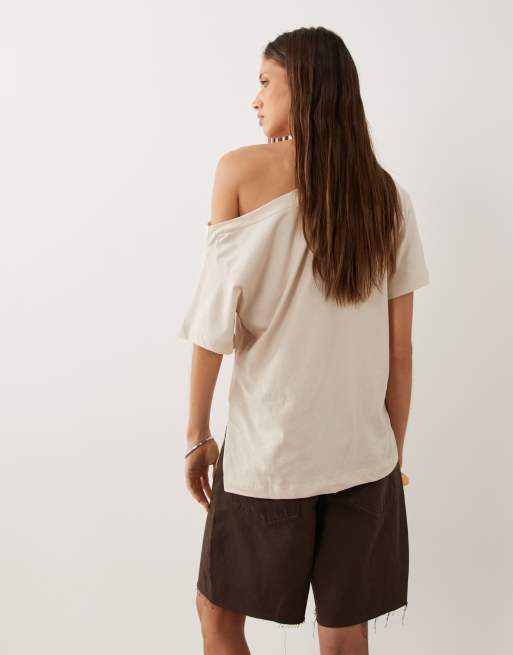 New Look off the shoulder tee in stone, 4 of 4