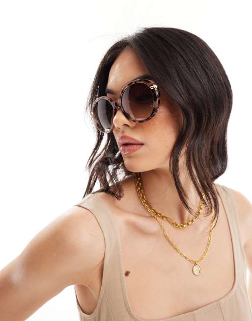 New Look – Okrągłe okulary przeciwsłoneczne oversize w kolorze brązowym