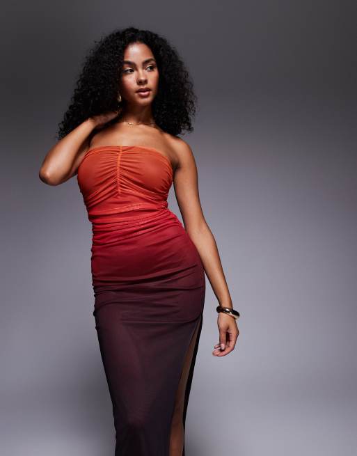 SweatyRocks Women's Ombre Sheer Mesh Tube Dress - Strapless Midi Dress With Matching Neck Scarf - View #12