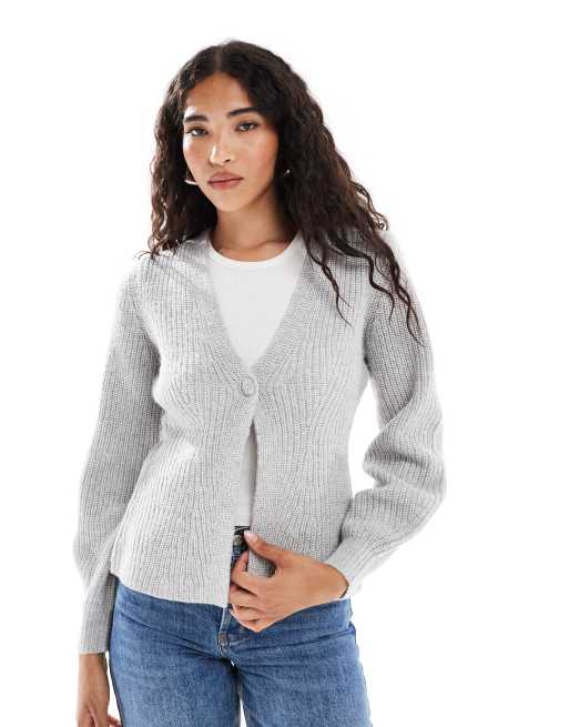 New Look one button cardigan in gray
