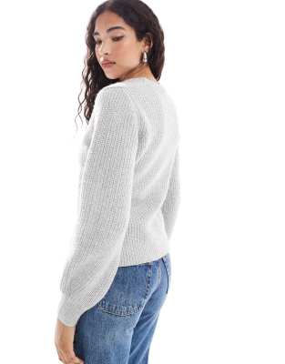 New Look One Button Cardigan In Gray