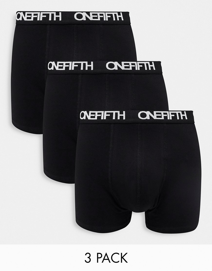 New Look One Fifth 3-pack boxers in black