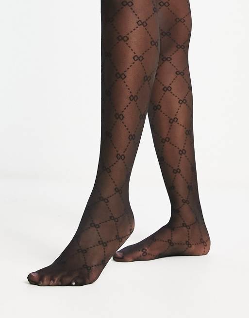 New Look opaque tights with bow pattern