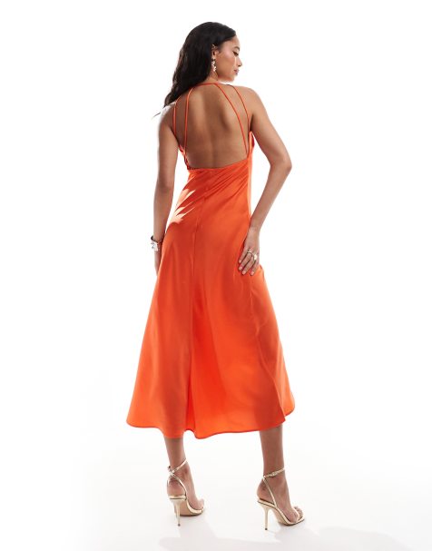 New Look open back satin maxi dress in red - view 1