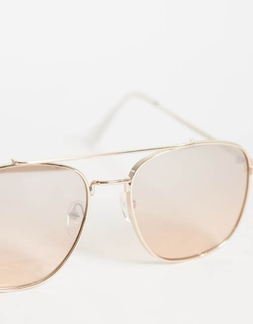 New Look orange lens aviator sunglasses in gold, 2 of 3