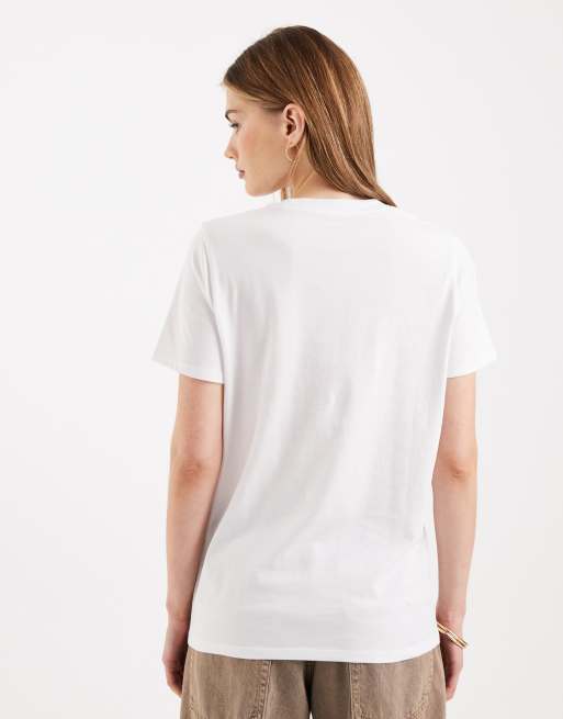 New Look orange printed girlfriend tee in white, 2 of 4