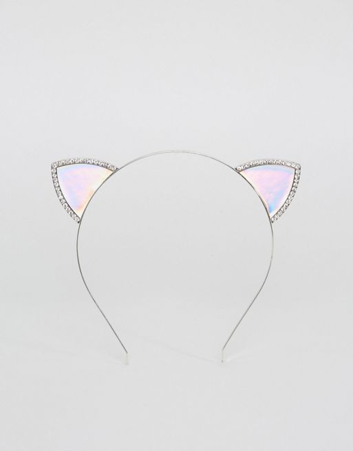 New Look - Orecchie da gatto in velluto con strass per Halloween