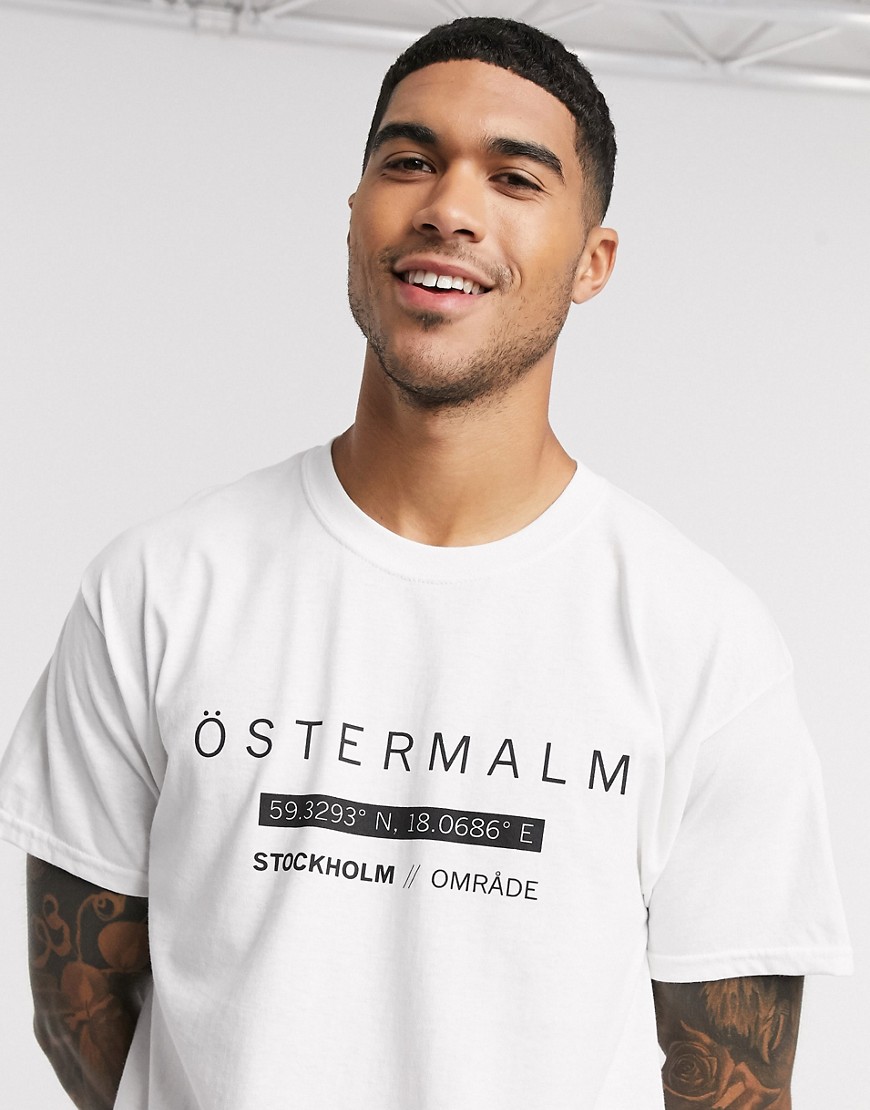 New Look - Ostermalm - T-shirt bianca con stampa-Nero