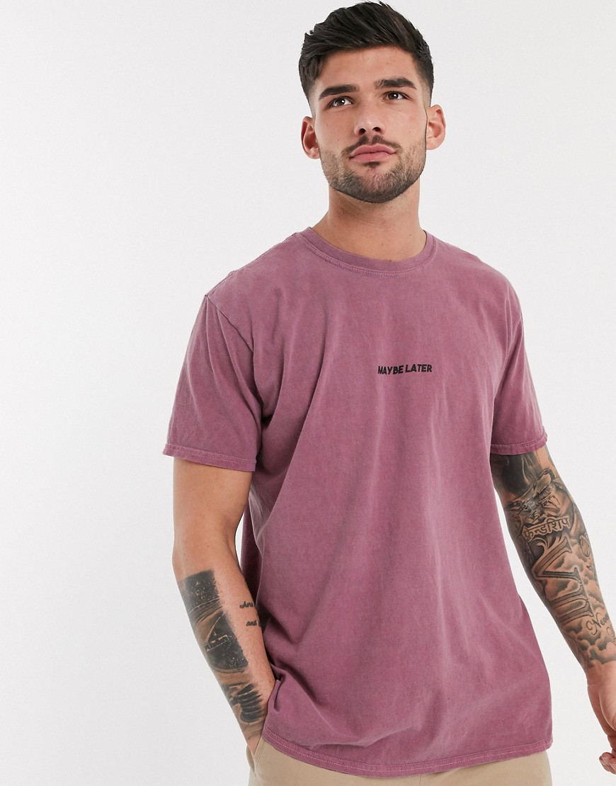 New Look - Over-dyed T-shirt met 'maybe later'-print in rood