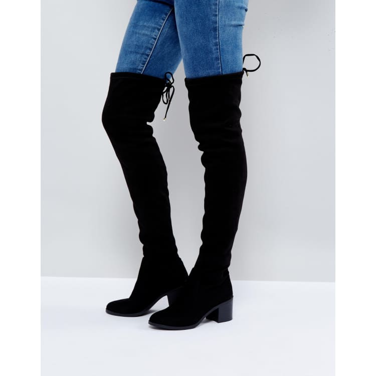 Black over the knee boots store new look