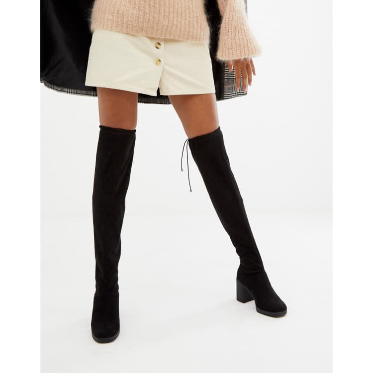 Black over the knee boots new look best sale