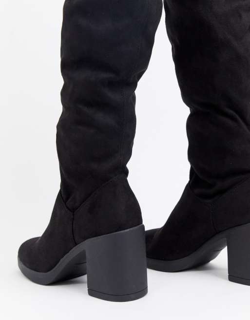 New look over the knee chunky store heeled boot