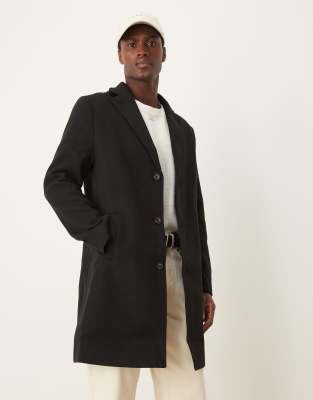 New Look New Look overcoat in black