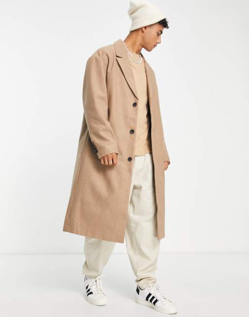 New look mens camel on sale coat