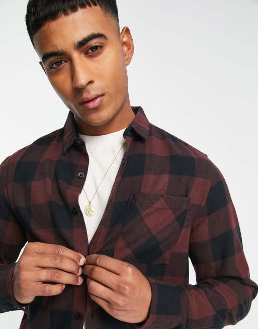 New Look - Overhemd met buffalo ruiten in bruin