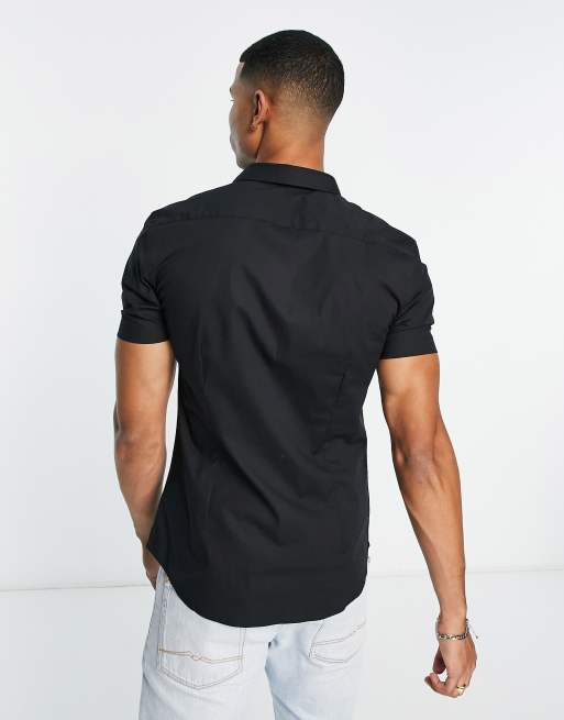 New Look - Overhemd met korte mouwen en knoopsluiting in zwart, 4 van 4