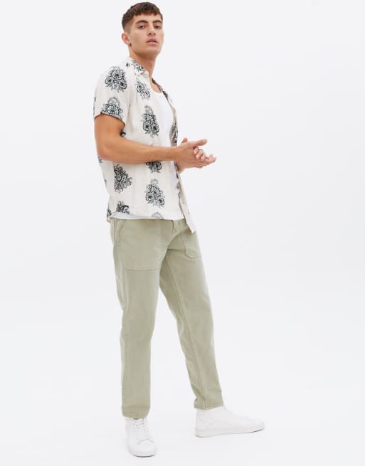 New Look - Overhemd met korte mouwen en paisley motief in wit, 4 van 4