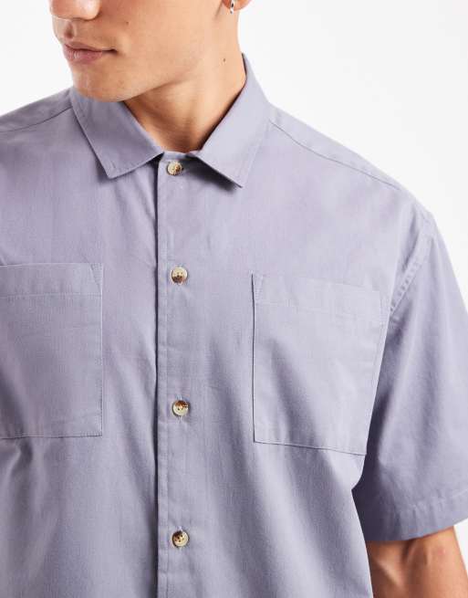 New Look - Overshirt met rechte pasvorm en korte mouwen in middengrijs, 5 van 5